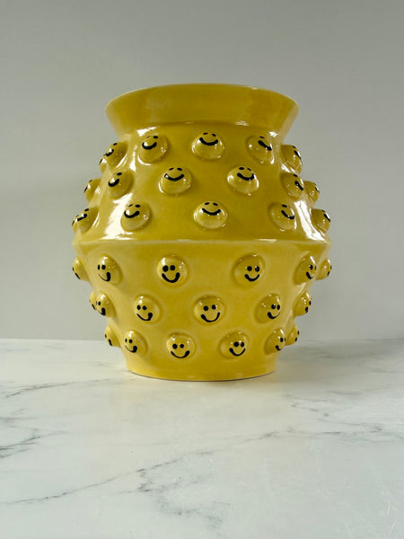 Large Yellow Smiley Vase
