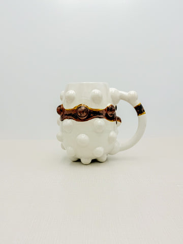 22oz White and Copper Mug