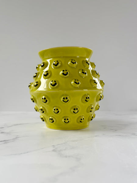 Lime Green Smiley Vase