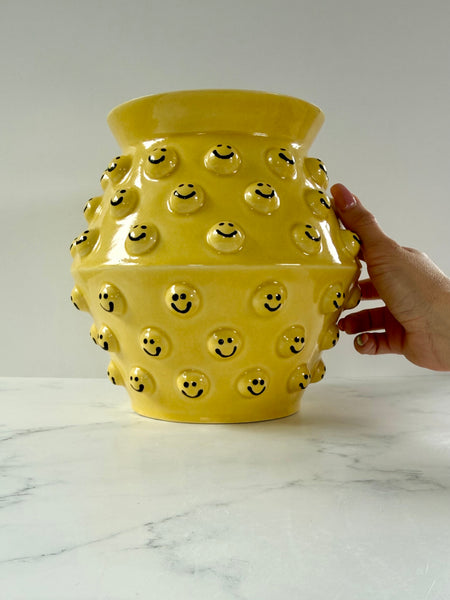 Large Yellow Smiley Vase